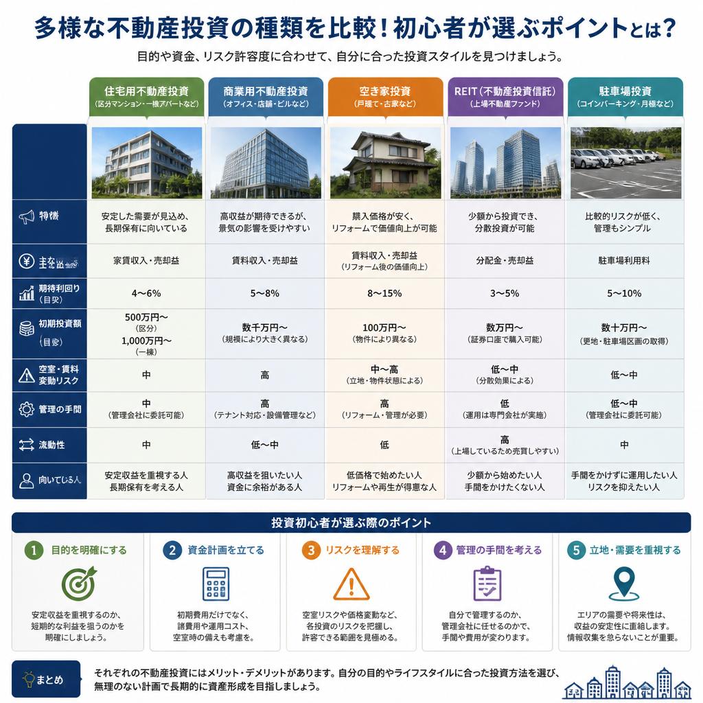 不動産投資の種類と選び方