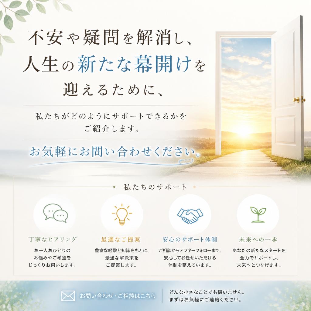 あなたの新しいスタートをサポートします！