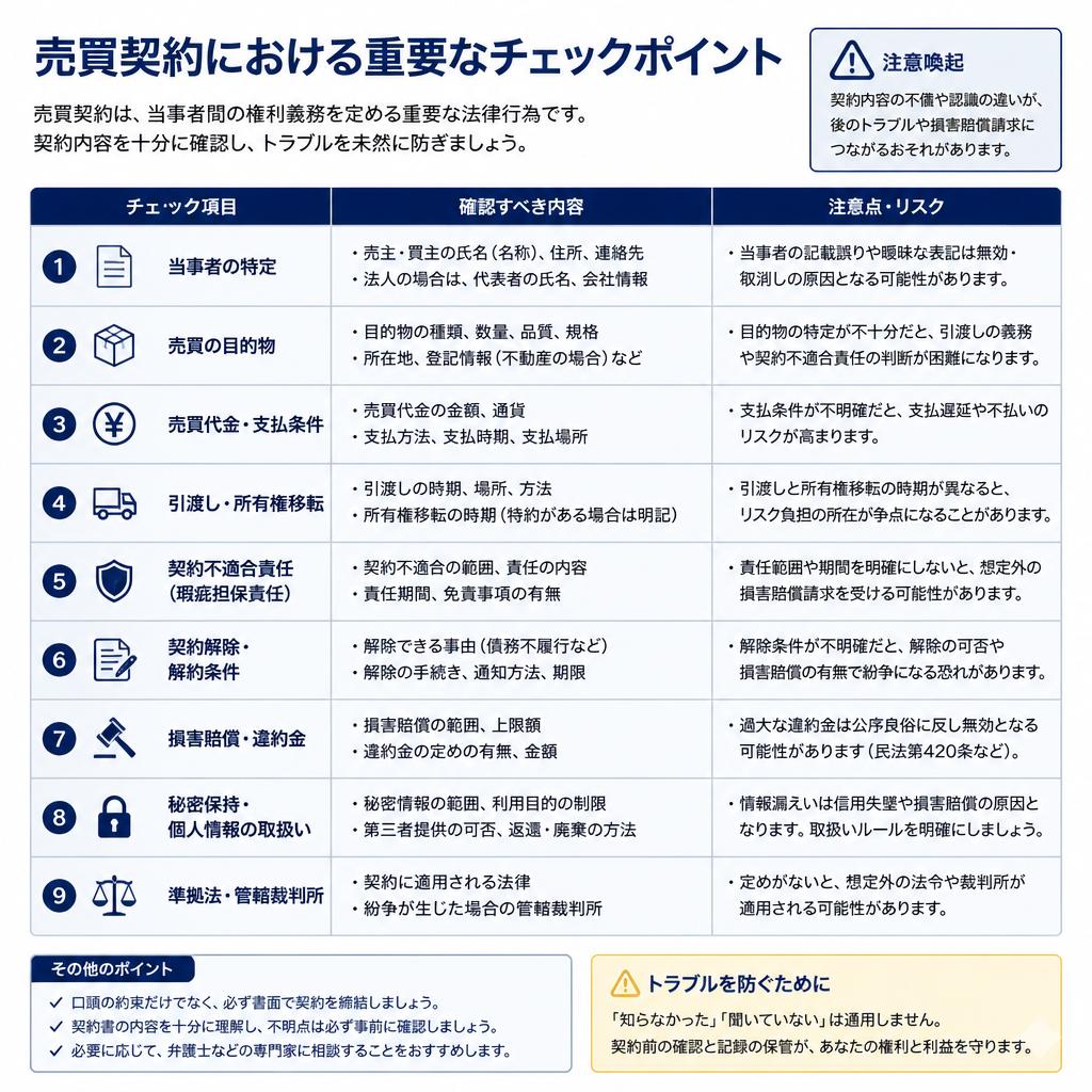 注意点：売買契約の確認