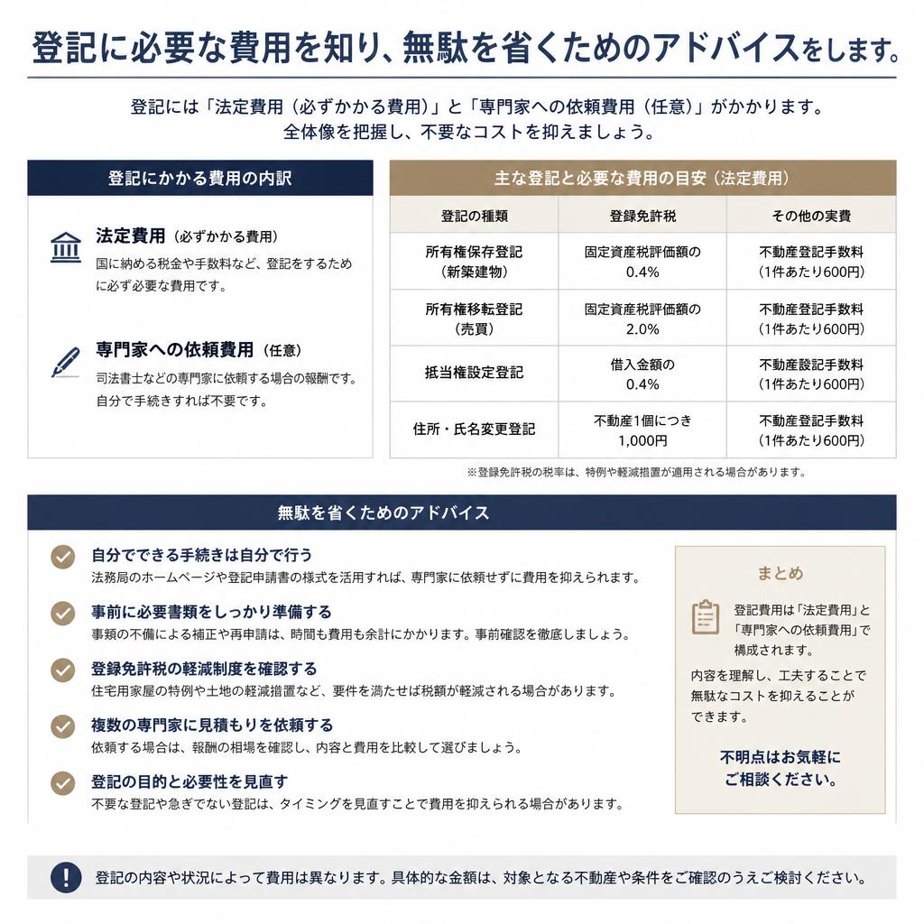 登記費用を節約するための注意点