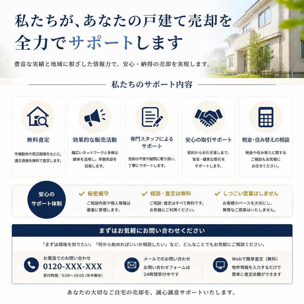 お問い合わせであなたの戸建て売却をサポート！