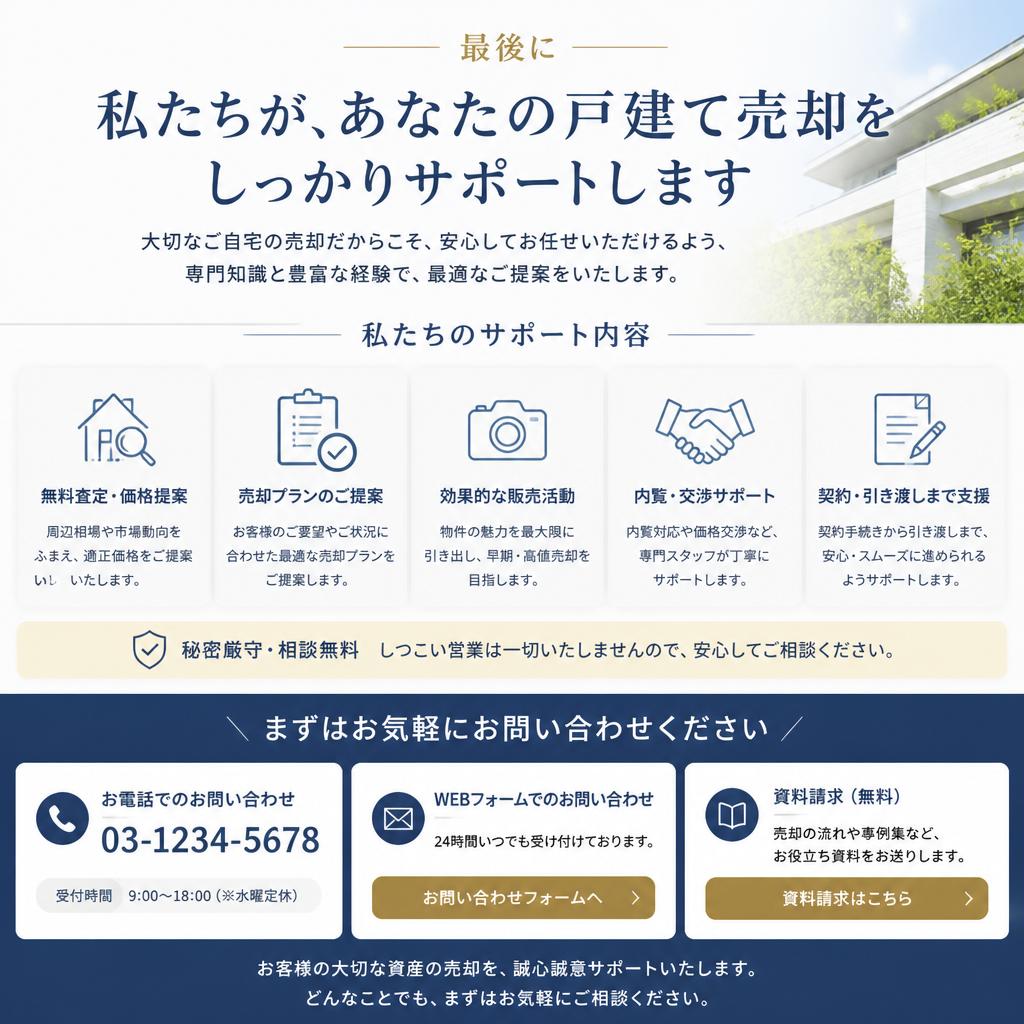 お問い合わせであなたの戸建て売却をサポート！