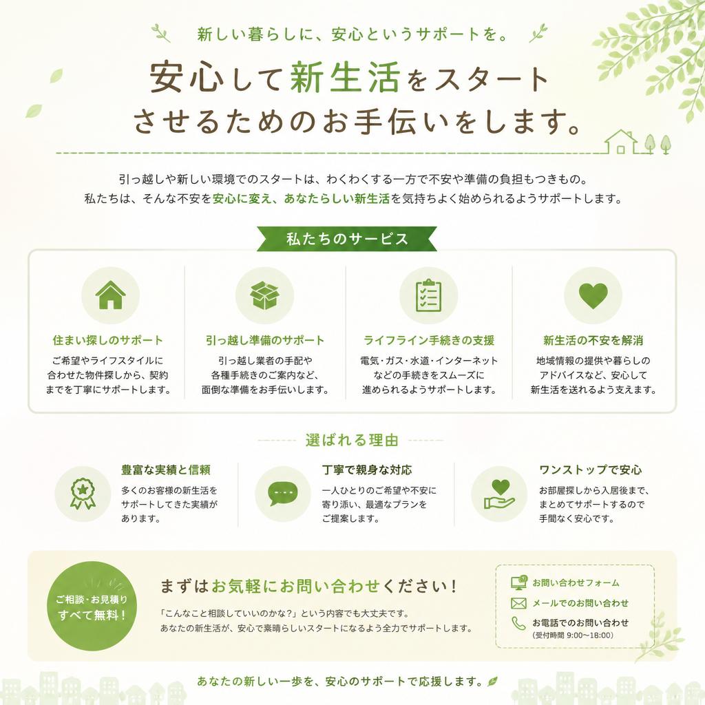 あなたの新生活をサポートします！｜今すぐお問い合わせを