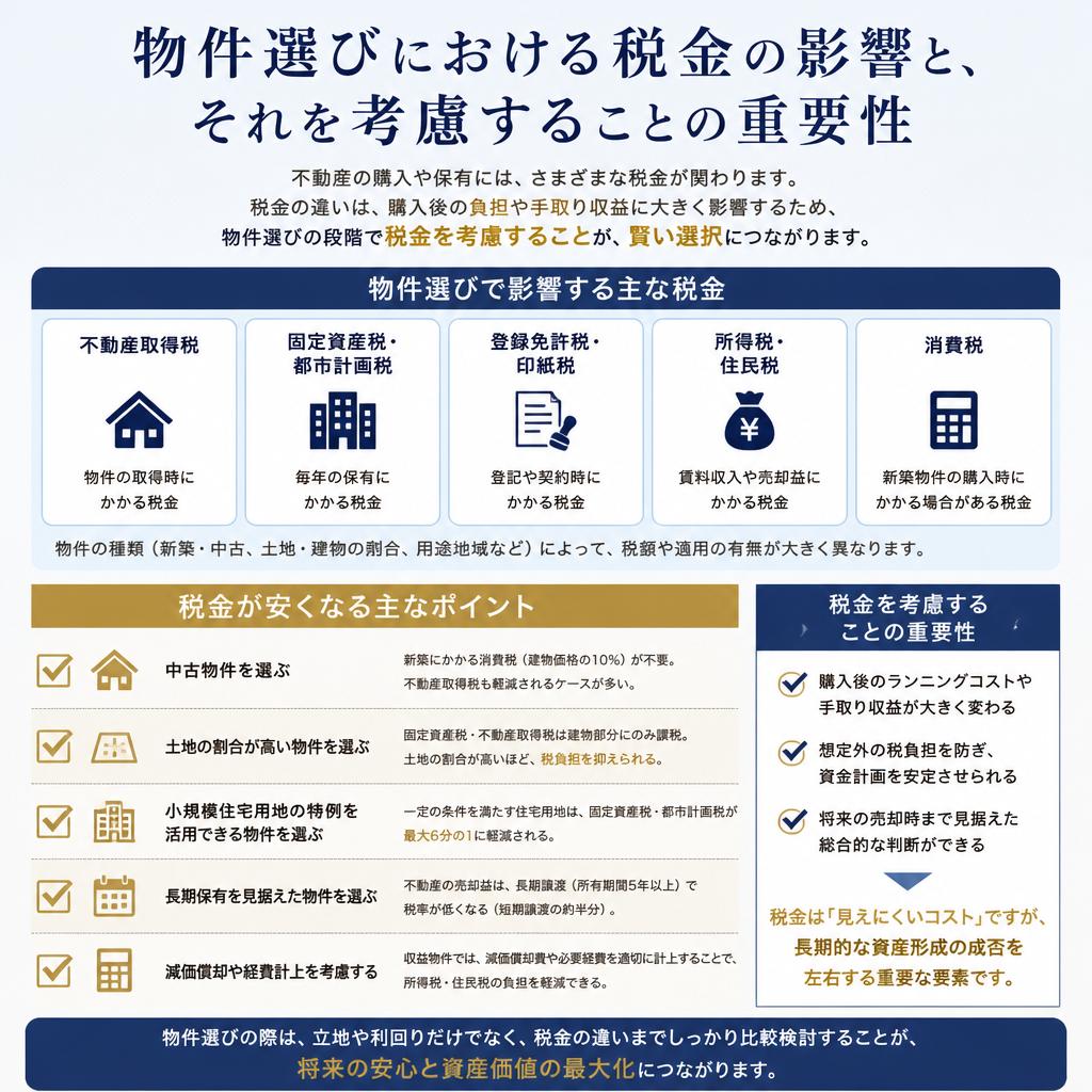 税金が影響する物件の選び方
